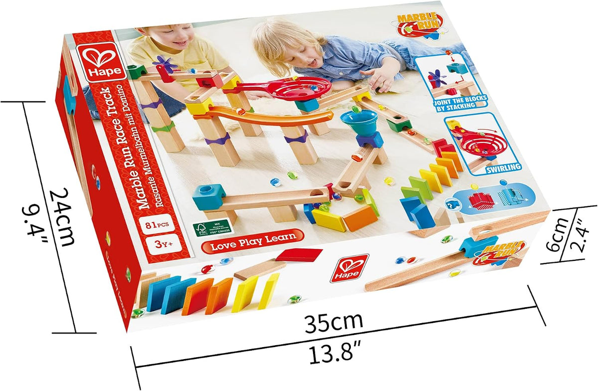 Hape Wooden Marble Run & Domino Set - 81 Pieces