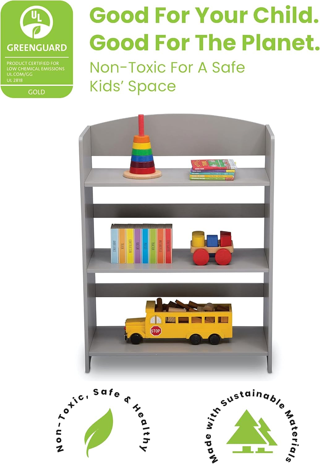 Mysize Bookshelf - Greenguard Gold Certified, Grey