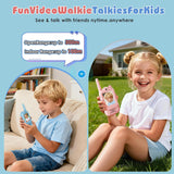 Video Walkie Talkies for Kids Rechargeable, 2 Pack Camera with Screen, Long Range Voice Changer Intercom Toys for Boys Girls 3-12, Outdoor Camping Hiking Christmas Birthday Gifts (Blue+Pink)