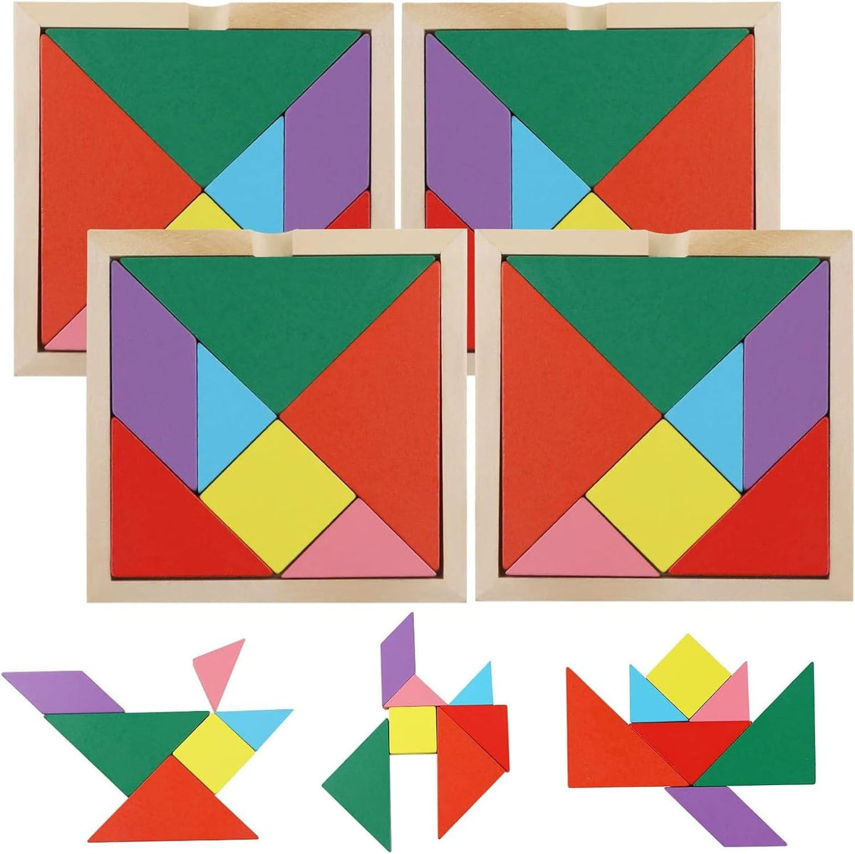 Tangram Puzzle, Wooden, 4PCS
