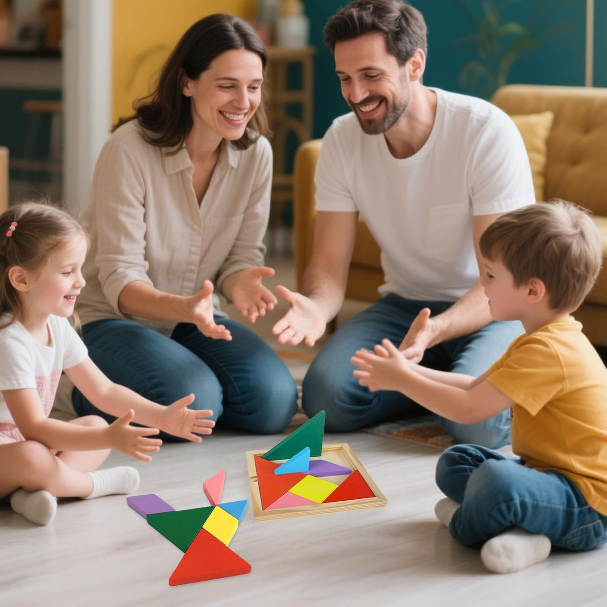 Tangram Puzzle, Wooden, 4PCS