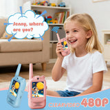 Video Walkie Talkies for Kids Rechargeable, 2 Pack Camera with Screen, Long Range Voice Changer Intercom Toys for Boys Girls 3-12, Outdoor Camping Hiking Christmas Birthday Gifts (Blue+Pink)